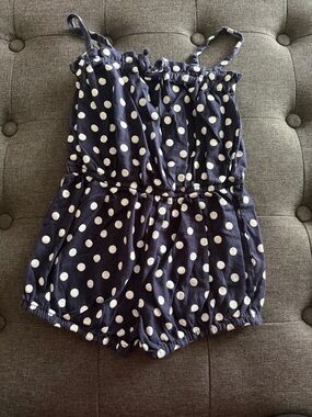 GAP Navy and White Polka Dot Girls Romper